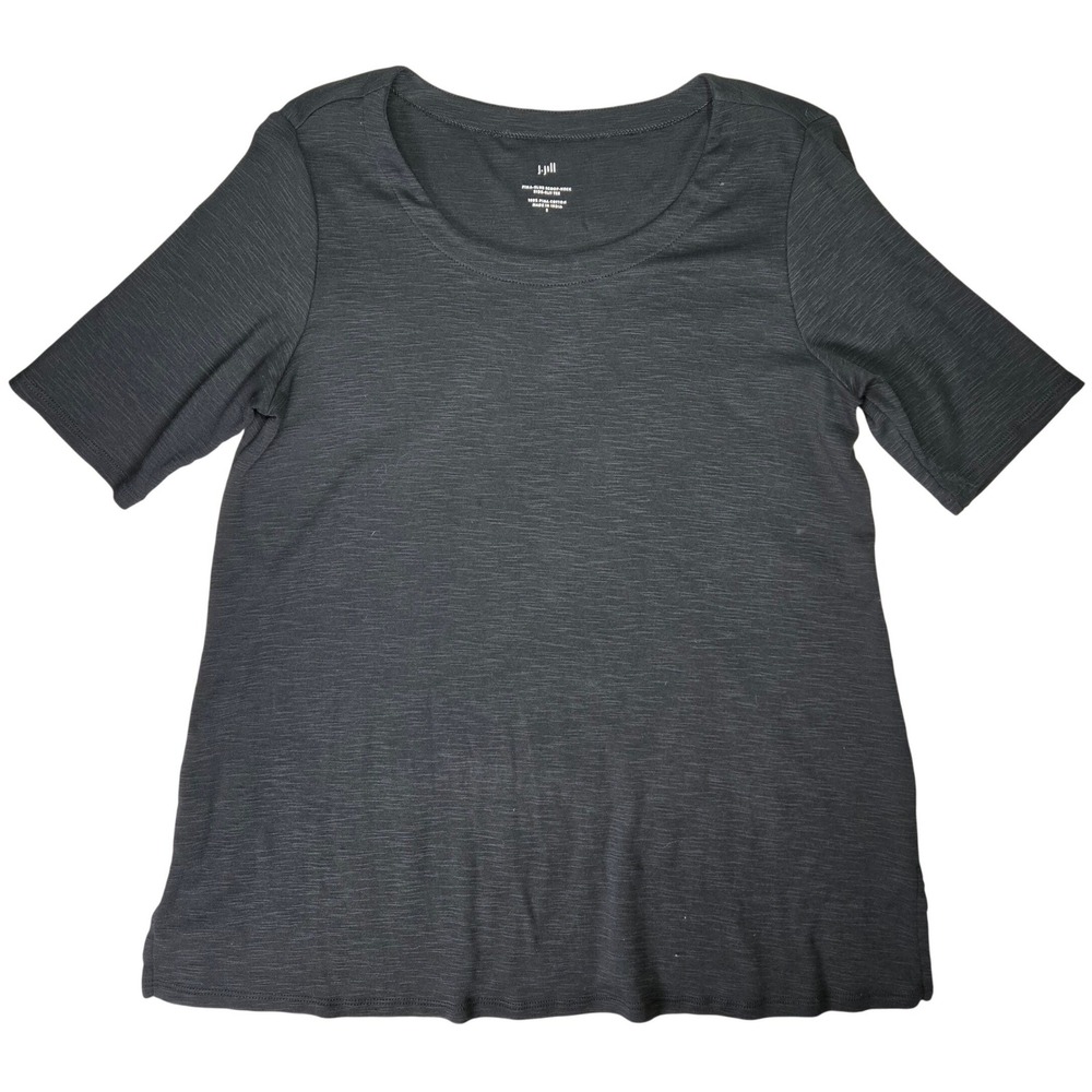 J. Jill Pima Slub Scoop Neck Side Slit Tee Black S KTP291251 Short‎ Sleeve Shirt